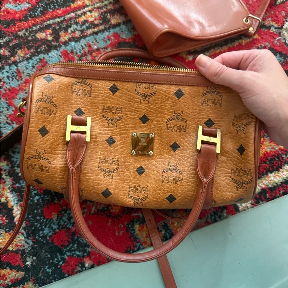 MCM Brown and Tan Leather Accent